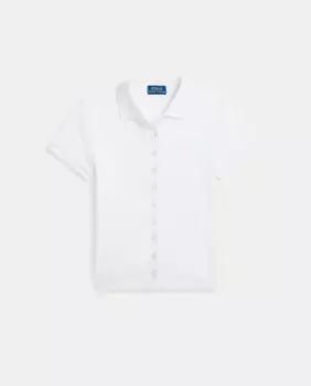 Хлопковая рубашка поло с планкой на пуговицах Polo Ralph Lauren, белый