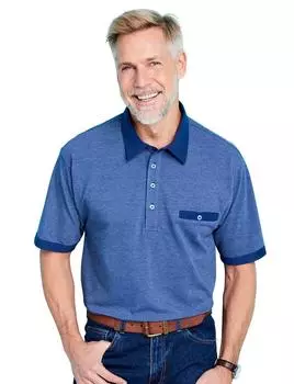 Хлопковая рубашка-поло с воротником на заказ и нагрудным карманом Pegasus, синий