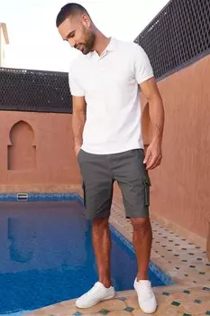 Хлопковая рубашка-поло с воротником с узором «елочка» Threadbare, белый