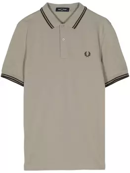 Хлопковая рубашка-поло с вышитым логотипом Fred Perry, бежевый