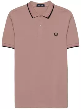 Хлопковая рубашка-поло с вышитым логотипом Fred Perry, розовый