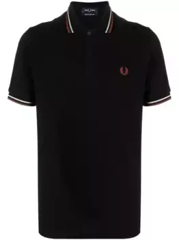 Хлопковая рубашка-поло с вышитым логотипом Fred Perry, черный