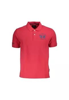 Хлопковая рубашка-поло с вышитым логотипом La Martina, красный