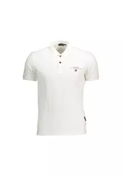 Хлопковая рубашка-поло с вышитым логотипом Napapijri, белый