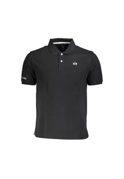 Хлопковая рубашка-поло с вышивкой и логотипом La Martina, черный