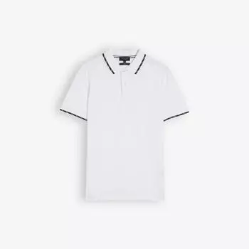 Хлопковая рубашка-поло стандартного кроя с полосатой отделкой Ted Baker, белый