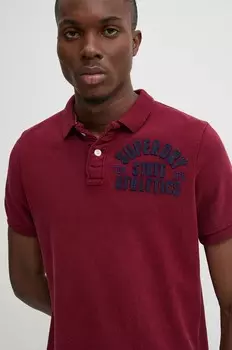 Хлопковая рубашка-поло Superdry, гранатовый