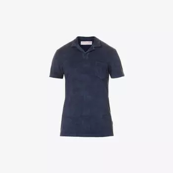 Хлопковая рубашка-поло свободного кроя Terry Orlebar Brown, темно-синий