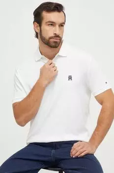 Хлопковая рубашка-поло Tommy Hilfiger, бежевый