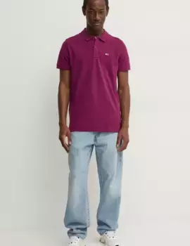Хлопковая рубашка-поло Tommy Jeans, фиолетовый