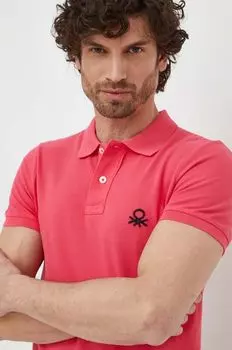 Хлопковая рубашка-поло United Colors of Benetton, розовый