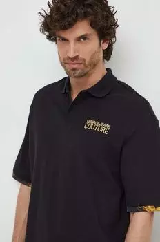 Хлопковая рубашка-поло Versace Jeans Couture, черный