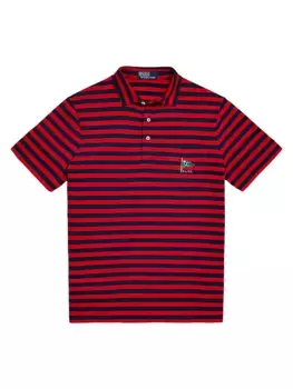 Хлопковая рубашка-поло в полоску Lisle Polo Ralph Lauren, красный