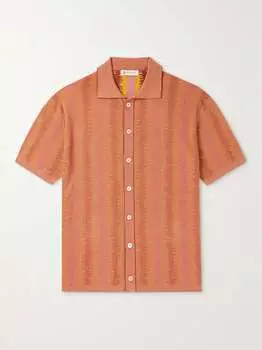 Хлопковая рубашка-поло вязания крючком Piacenza 1733, апельсиновый