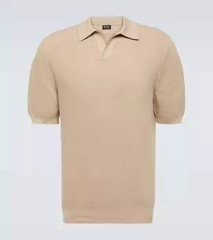 Хлопковая рубашка-поло Zegna, бежевый
