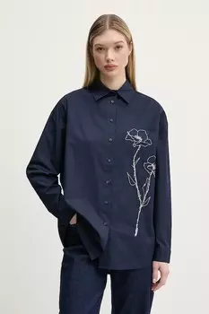 Хлопковая рубашка Poseidon Desigual, темно-синий