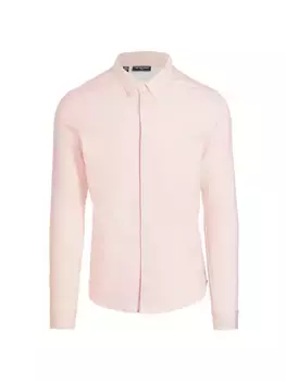 Хлопковая рубашка приталенного кроя с пуговицами спереди Saks Fifth Avenue, цвет chalk pink