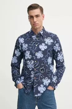 Хлопковая рубашка PS Paul Smith, темно-синий