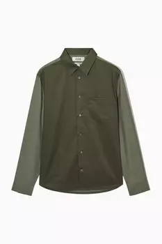 Хлопковая рубашка-relaxed fit COS, цвет Khaki/Zielony