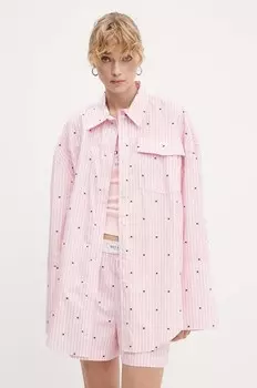 Хлопковая рубашка Rotate, розовый