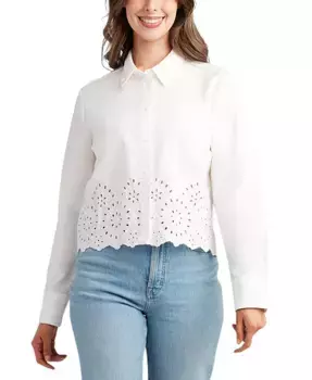 Хлопковая рубашка с ажурной строчкой для подростков BCX, белый