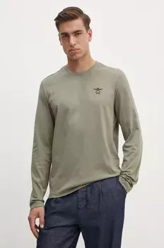 Хлопковая рубашка с длинным рукавом Aeronautica Militare, зеленый