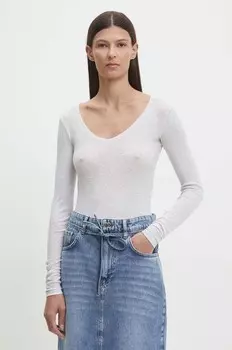 Хлопковая рубашка с длинным рукавом American Vintage, серый