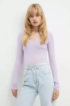 Хлопковая рубашка с длинным рукавом American Vintage, фиолетовый