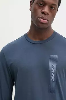 Хлопковая рубашка с длинным рукавом Calvin Klein, темно-синий