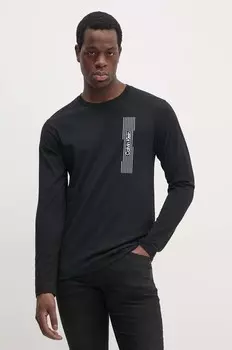 Хлопковая рубашка с длинным рукавом Calvin Klein, черный
