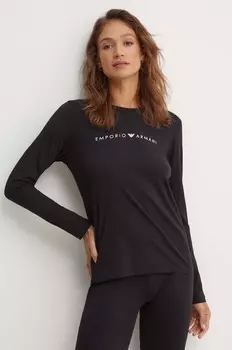 Хлопковая рубашка с длинным рукавом Emporio Armani Underwear, черный