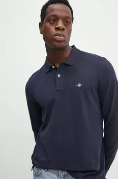 Хлопковая рубашка с длинным рукавом Gant, темно-синий