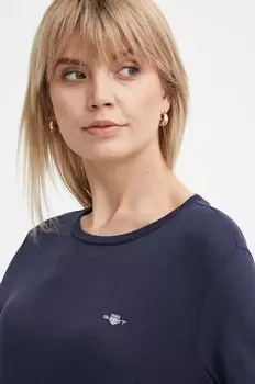 Хлопковая рубашка с длинным рукавом Gant, темно-синий