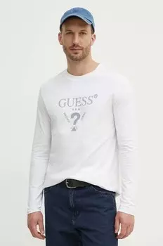Хлопковая рубашка с длинным рукавом Guess, белый
