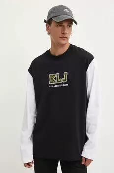 Хлопковая рубашка с длинным рукавом Karl Lagerfeld Jeans, черный