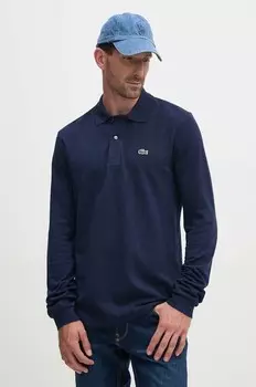 Хлопковая рубашка с длинным рукавом Lacoste, темно-синий