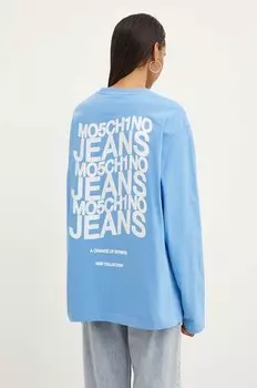 Хлопковая рубашка с длинным рукавом Moschino Jeans, синий