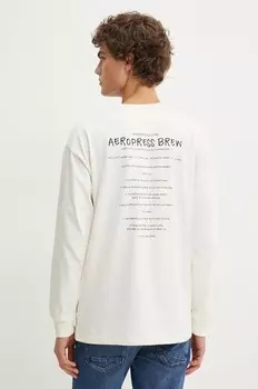 Хлопковая рубашка с длинным рукавом Solid, бежевый