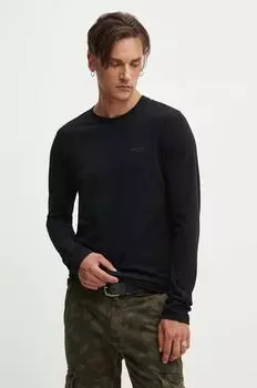 Хлопковая рубашка с длинным рукавом Superdry, черный