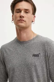 Хлопковая рубашка с длинным рукавом Superdry, серый