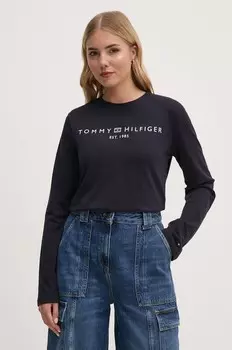 Хлопковая рубашка с длинным рукавом Tommy Hilfiger, темно-синий