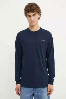 Хлопковая рубашка с длинным рукавом Tommy Jeans, темно-синий