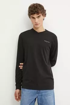 Хлопковая рубашка с длинным рукавом Tommy Jeans, черный