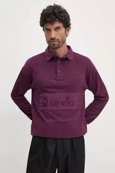 Хлопковая рубашка с длинным рукавом United Colors of Benetton, фиолетовый