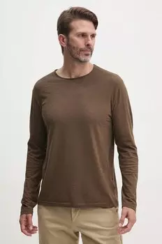 Хлопковая рубашка с длинным рукавом United Colors of Benetton, коричневый