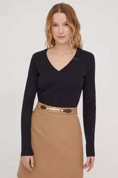 Хлопковая рубашка с длинным рукавом United Colors of Benetton, черный