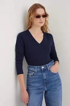 Хлопковая рубашка с длинным рукавом United Colors of Benetton, темно-синий