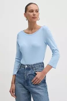 Хлопковая рубашка с длинным рукавом United Colors of Benetton, синий