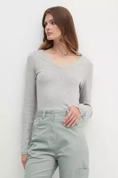 Хлопковая рубашка с длинным рукавом United Colors of Benetton, серый