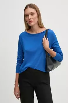 Хлопковая рубашка с длинным рукавом United Colors of Benetton, синий